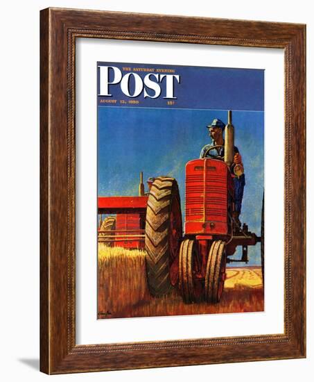 "Wheat Harvest" Saturday Evening Post Cover, August 12, 1950-Mead Schaeffer-Framed Giclee Print