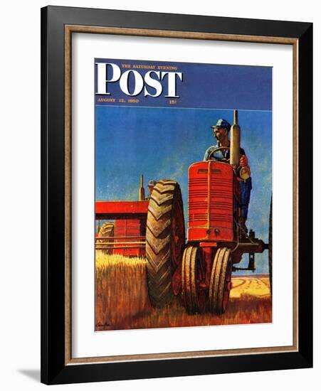 "Wheat Harvest" Saturday Evening Post Cover, August 12, 1950-Mead Schaeffer-Framed Giclee Print