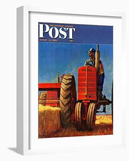 "Wheat Harvest" Saturday Evening Post Cover, August 12, 1950-Mead Schaeffer-Framed Giclee Print