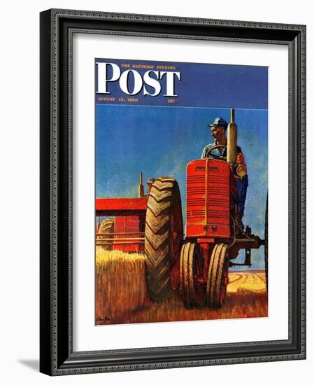 "Wheat Harvest" Saturday Evening Post Cover, August 12, 1950-Mead Schaeffer-Framed Giclee Print