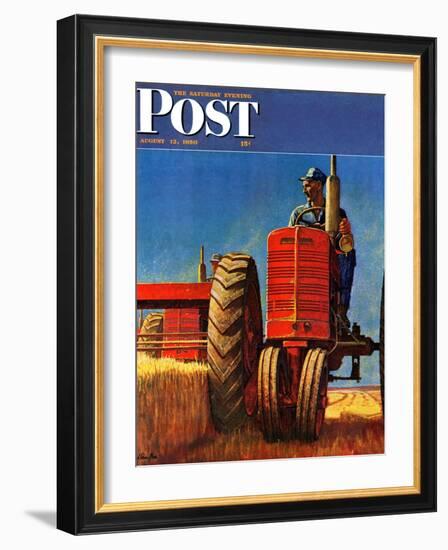 "Wheat Harvest" Saturday Evening Post Cover, August 12, 1950-Mead Schaeffer-Framed Giclee Print