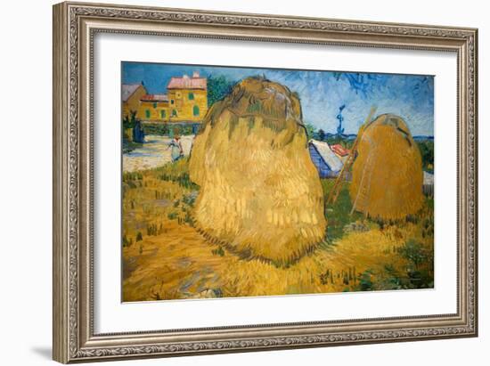 Wheat Stacks in Provence-Vincent van Gogh-Framed Giclee Print