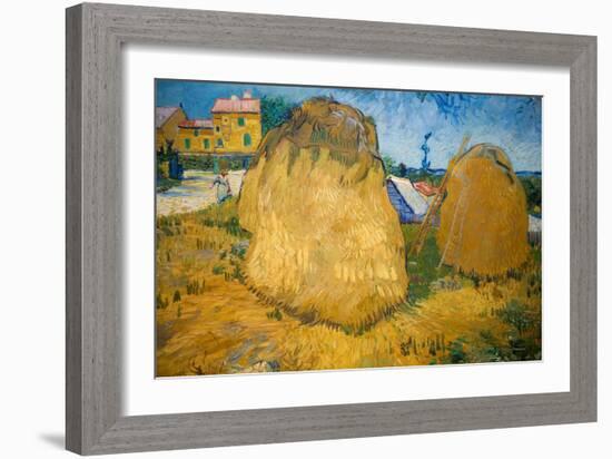 Wheat Stacks in Provence-Vincent van Gogh-Framed Giclee Print