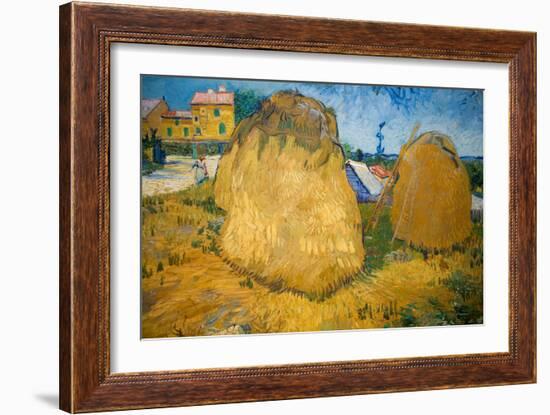 Wheat Stacks in Provence-Vincent van Gogh-Framed Giclee Print
