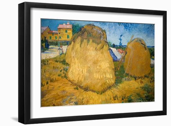 Wheat Stacks in Provence-Vincent van Gogh-Framed Giclee Print