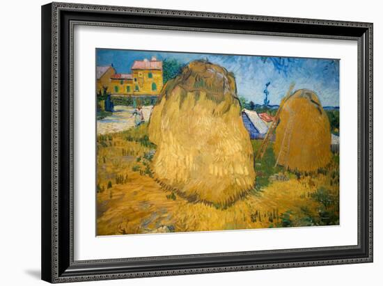 Wheat Stacks in Provence-Vincent van Gogh-Framed Giclee Print