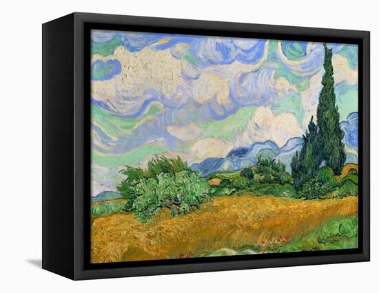 Wheatfield and cypress trees, Saint-Remy-de-Provence. Oil on canvas (1889) 73 x 93.5 cm.-Vincent van Gogh-Framed Premier Image Canvas