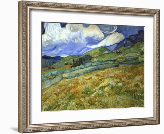 Wheatfield and Mountains, c.1889-Vincent van Gogh-Framed Giclee Print