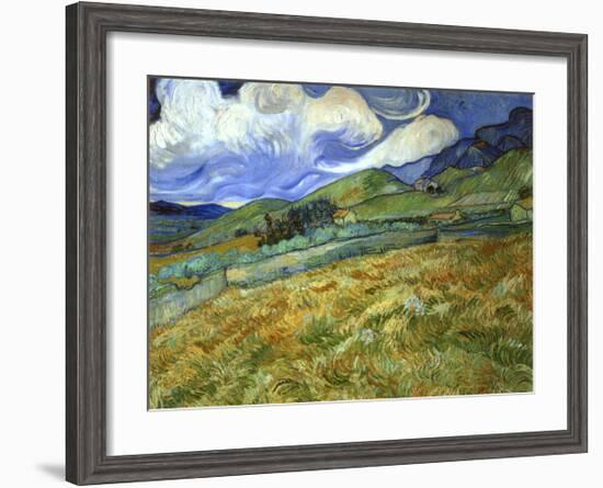 Wheatfield and Mountains, c.1889-Vincent van Gogh-Framed Giclee Print