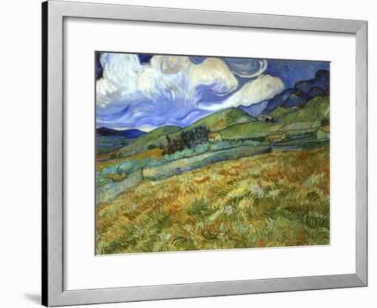 Wheatfield and Mountains, c.1889-Vincent van Gogh-Framed Giclee Print