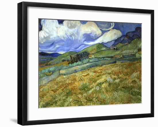 Wheatfield and Mountains, c.1889-Vincent van Gogh-Framed Giclee Print