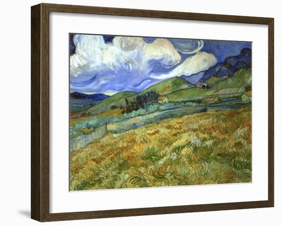 Wheatfield and Mountains, c.1889-Vincent van Gogh-Framed Giclee Print