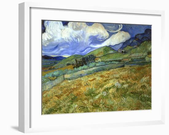 Wheatfield and Mountains, c.1889-Vincent van Gogh-Framed Giclee Print