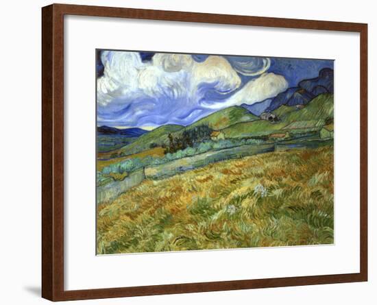 Wheatfield and Mountains, c.1889-Vincent van Gogh-Framed Giclee Print