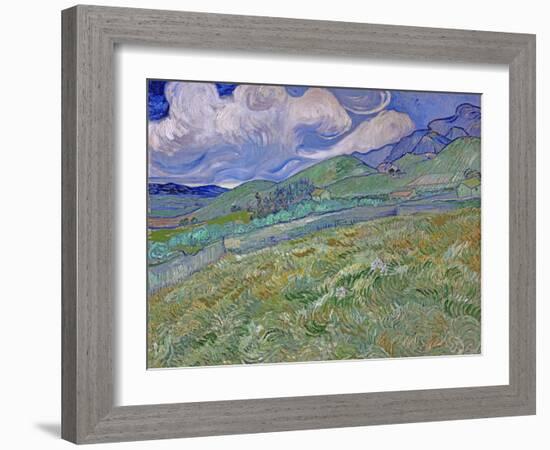 Wheatfield and Mountains, c.1889-Vincent van Gogh-Framed Premium Giclee Print