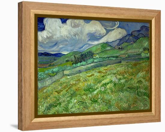Wheatfield and mountains, June 1889 Canvas, 70,5 x 88,5 cm SMK 1840.-Vincent van Gogh-Framed Premier Image Canvas