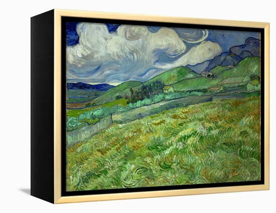 Wheatfield and mountains, June 1889 Canvas, 70,5 x 88,5 cm SMK 1840.-Vincent van Gogh-Framed Premier Image Canvas