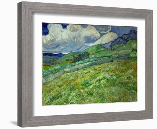 Wheatfield and mountains, June 1889 Canvas, 70,5 x 88,5 cm SMK 1840.-Vincent van Gogh-Framed Giclee Print