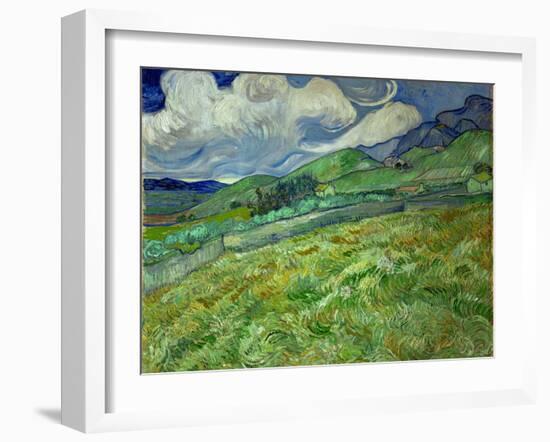 Wheatfield and mountains, June 1889 Canvas, 70,5 x 88,5 cm SMK 1840.-Vincent van Gogh-Framed Giclee Print