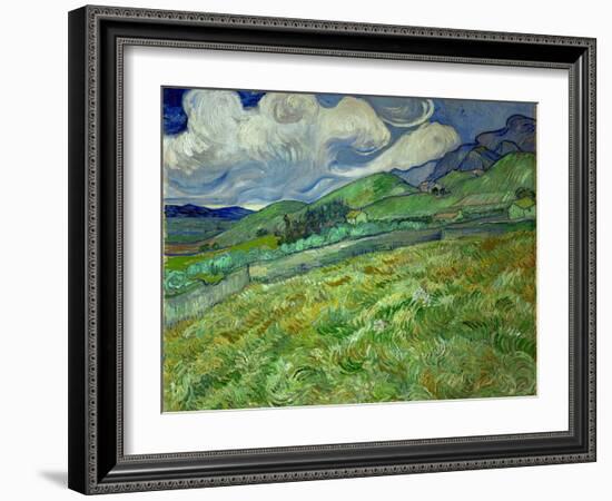 Wheatfield and mountains, June 1889 Canvas, 70,5 x 88,5 cm SMK 1840.-Vincent van Gogh-Framed Giclee Print