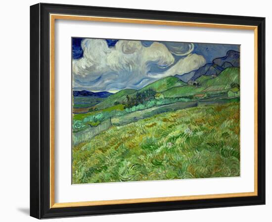 Wheatfield and mountains, June 1889 Canvas, 70,5 x 88,5 cm SMK 1840.-Vincent van Gogh-Framed Giclee Print