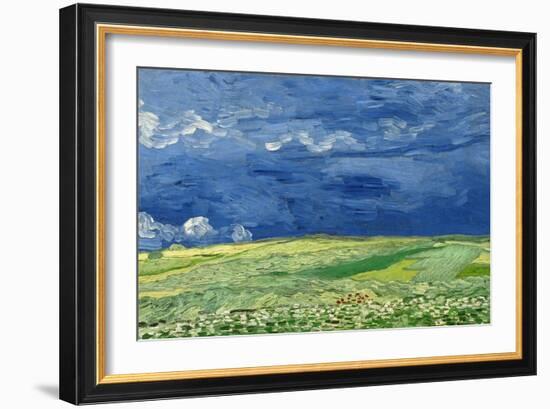 Wheatfield under Thunderclouds, 1890-Vincent van Gogh-Framed Premium Giclee Print