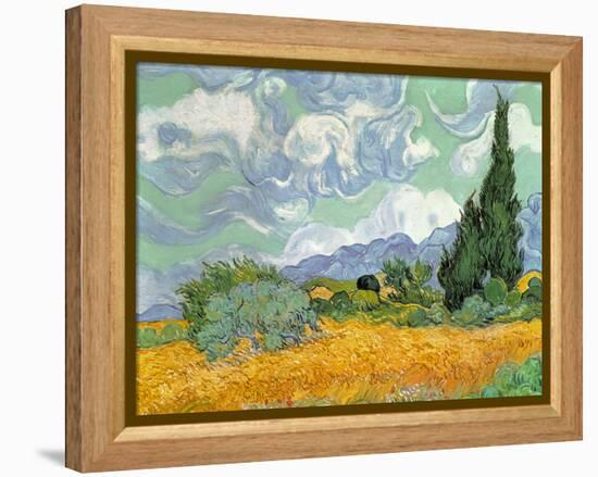 Wheatfield with Cypresses, 1889-Vincent van Gogh-Framed Premier Image Canvas