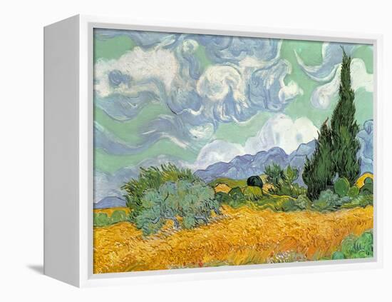 Wheatfield with Cypresses, 1889-Vincent van Gogh-Framed Premier Image Canvas