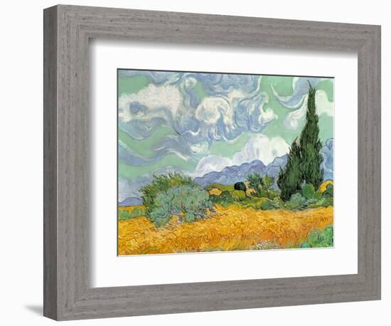 Wheatfield with Cypresses, 1889-Vincent van Gogh-Framed Premium Giclee Print