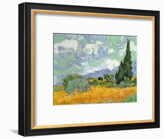 Wheatfield with Cypresses, 1889-Vincent van Gogh-Framed Premium Giclee Print