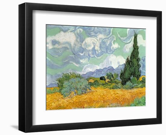 Wheatfield with Cypresses, 1889-Vincent van Gogh-Framed Premium Giclee Print