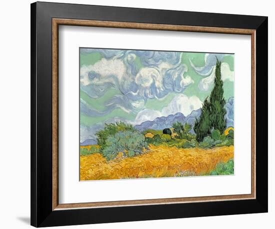 Wheatfield with Cypresses, 1889-Vincent van Gogh-Framed Premium Giclee Print