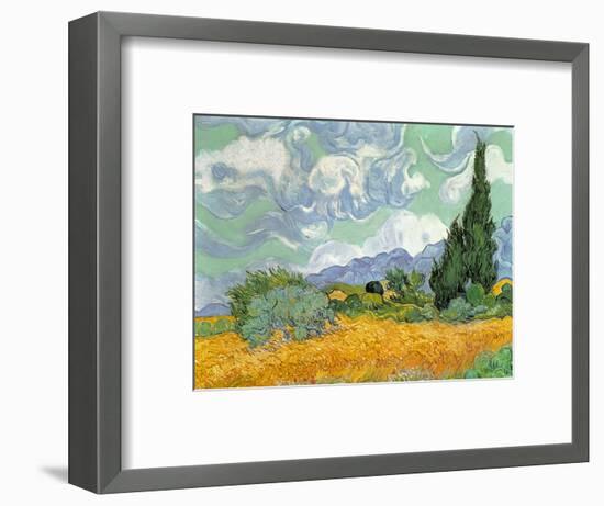 Wheatfield with Cypresses, 1889-Vincent van Gogh-Framed Premium Giclee Print