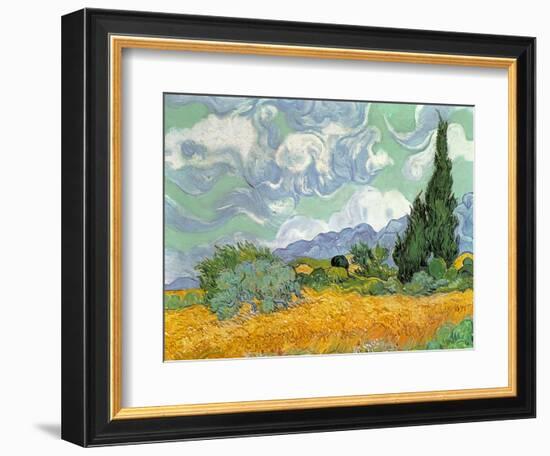 Wheatfield with Cypresses, 1889-Vincent van Gogh-Framed Premium Giclee Print