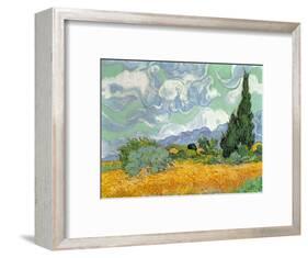 Wheatfield with Cypresses, 1889-Vincent van Gogh-Framed Premium Giclee Print