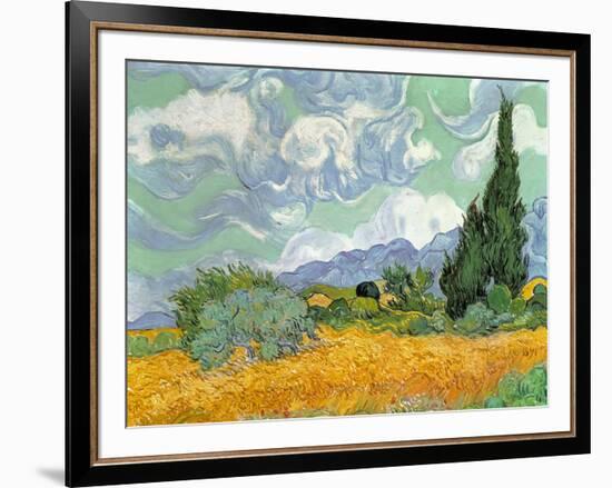 Wheatfield with Cypresses, 1889-Vincent van Gogh-Framed Premium Giclee Print