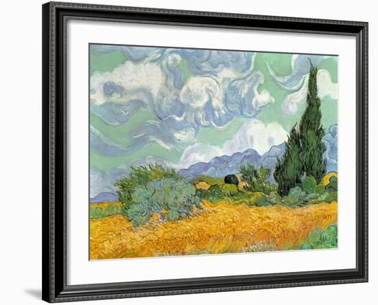 Wheatfield with Cypresses, 1889-Vincent van Gogh-Framed Giclee Print