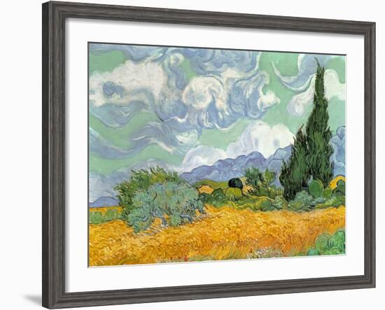 Wheatfield with Cypresses, 1889-Vincent van Gogh-Framed Giclee Print