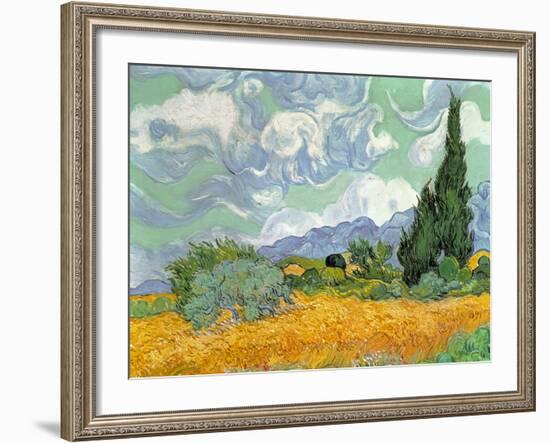 Wheatfield with Cypresses, 1889-Vincent van Gogh-Framed Giclee Print