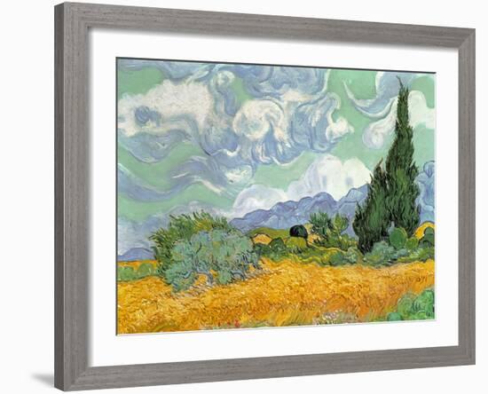 Wheatfield with Cypresses, 1889-Vincent van Gogh-Framed Giclee Print