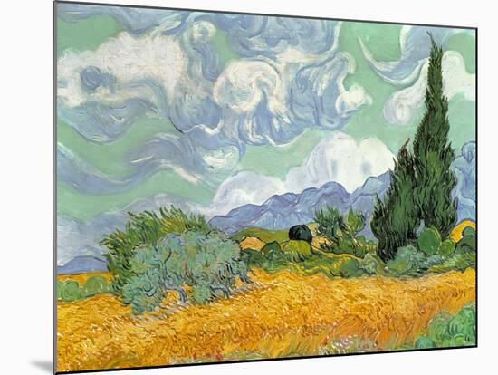 Wheatfield with Cypresses, 1889-Vincent van Gogh-Mounted Giclee Print