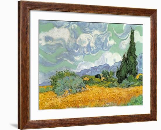 Wheatfield with Cypresses, 1889-Vincent van Gogh-Framed Giclee Print