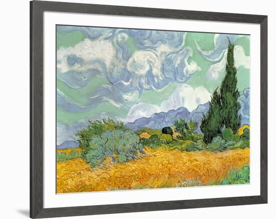 Wheatfield with Cypresses, 1889-Vincent van Gogh-Framed Giclee Print