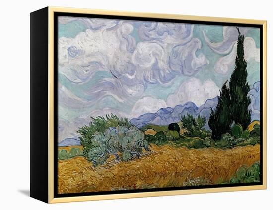 Wheatfield with Cypresses, 1889-Vincent van Gogh-Framed Premier Image Canvas