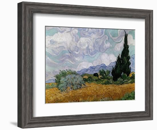 Wheatfield with Cypresses, 1889-Vincent van Gogh-Framed Giclee Print