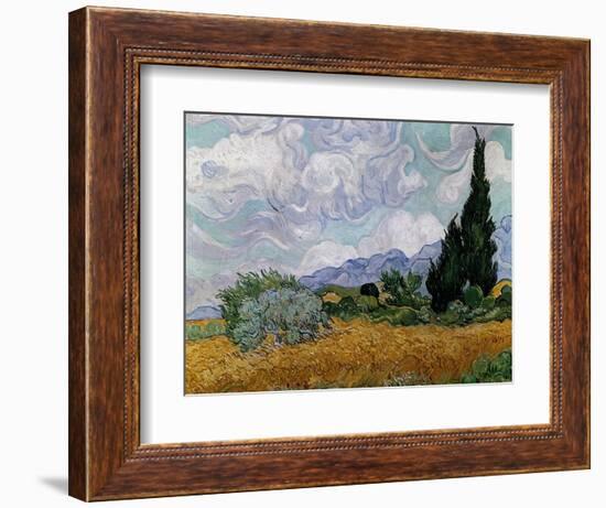 Wheatfield with Cypresses, 1889-Vincent van Gogh-Framed Giclee Print