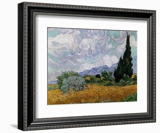 Wheatfield with Cypresses, 1889-Vincent van Gogh-Framed Giclee Print