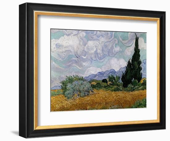 Wheatfield with Cypresses, 1889-Vincent van Gogh-Framed Giclee Print