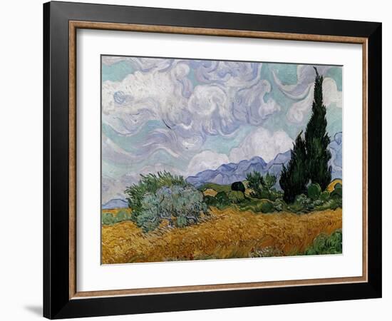 Wheatfield with Cypresses, 1889-Vincent van Gogh-Framed Giclee Print