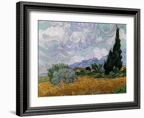 Wheatfield with Cypresses, 1889-Vincent van Gogh-Framed Giclee Print